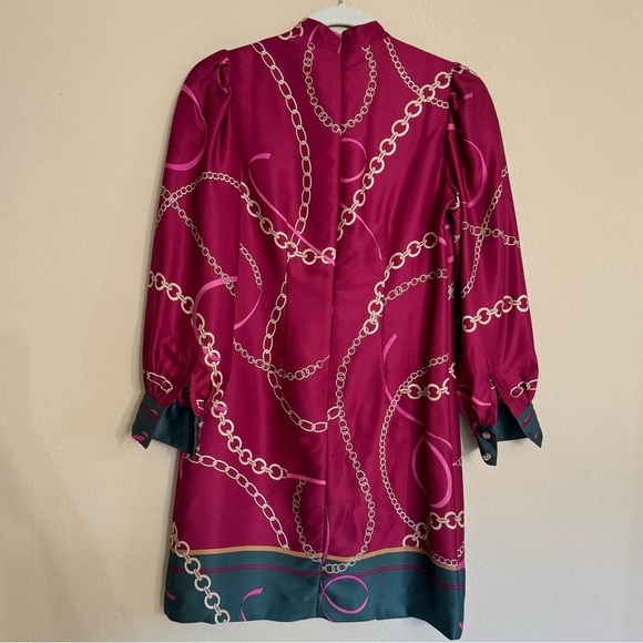 ANN TAYLOR CHAIN PRINT MOCK NECK SHIFT DRESS SZ XS - Picture 2 of 16